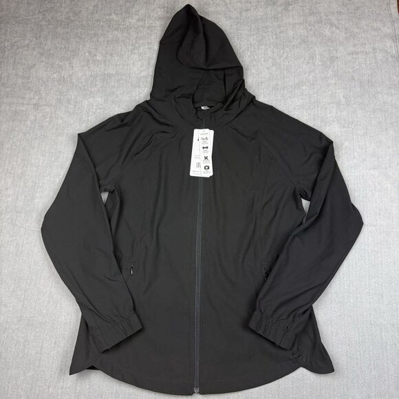 RBX Jackets & Blazers - RBX Active Jacket Women's Size L Black Windbreaker Workout Full Zip Hood New